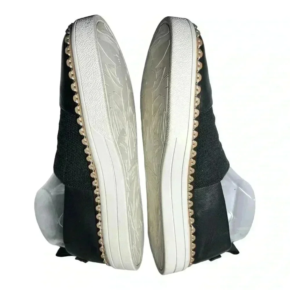Via Spiga Women’s Ora Slip On Platform Sneakers BLK and White Size 8.5 Preowned